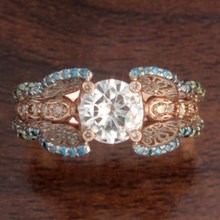 Rose Gold Butterfly Engagement Ring - top view