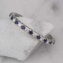 Sapphire and Diamond Wedding Band Size 5