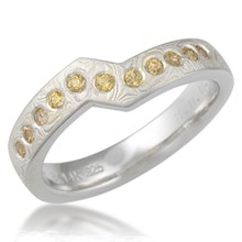 Flush Diamond Mokume Angled Wave Wedding Band