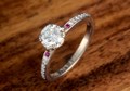 Carved Leaf Pave Engagement Ring