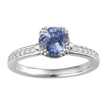 Carved Leaf Pave Engagement Ring - top view