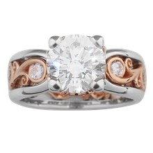 Carved Curls Engagement Ring with Rails - top view