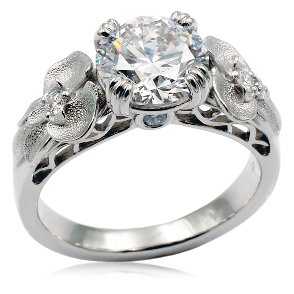 Orchid Engagement Ring with Bee