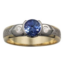 Mokume Arrow Engagement Ring - top view
