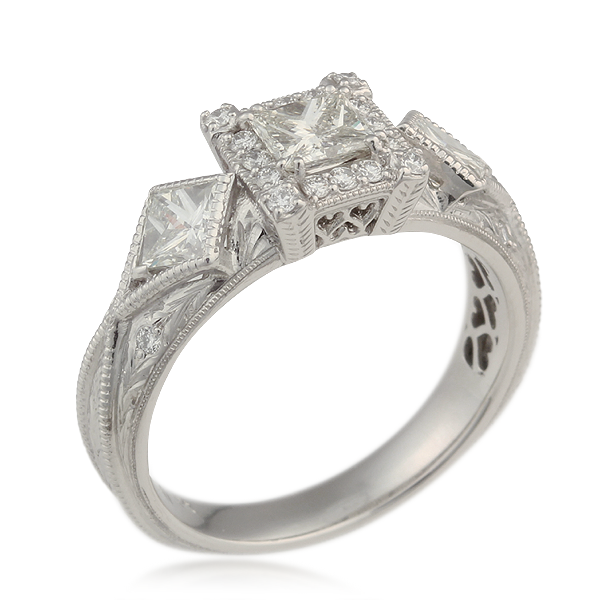 Vintage Hidden Heart Engagement Ring