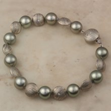 Tahitian Pearl and Mokume Bracelet