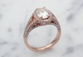 Regal Split Halo Engagement Ring with Diamond Pave-Set Diamonds and Rose Gold