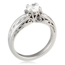 Vintage Curlicue Solitaire Engagement Ring