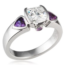 Modern Three Stone Bezel Engagement Ring