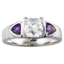 Modern Three Stone Bezel Engagement Ring - top view
