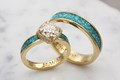 Turquoise Flair Bridal Set in 18k Yellow Gold