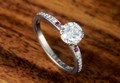 Beaded Carved Leaf Engagement Ring