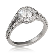 Opulent Halo Scalloped Engagement Ring
