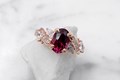 Swirl and Curl Engagement Ring with Tourmaline