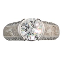 Mokume Juicy Light Bezel Engagement Ring - top view