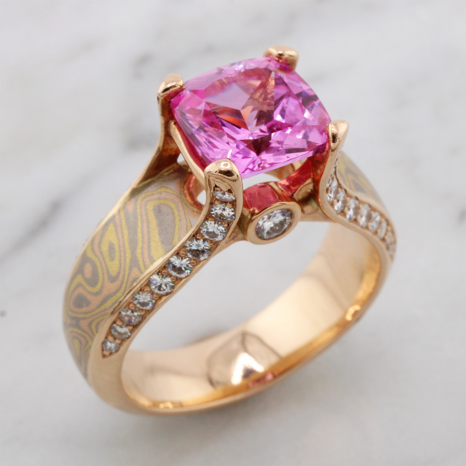 Pink Sapphire Juicy Light Engagement Ring in Stock