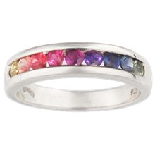 Rainbow Sapphire Wedding Band - top view