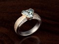 Trillion Silhouette Engagement Ring with Mokume Gane and Paved Diamonds