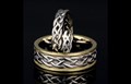 Vintage Celtic Knot Wedding Bands in 14k Yellow Gold and Palladium