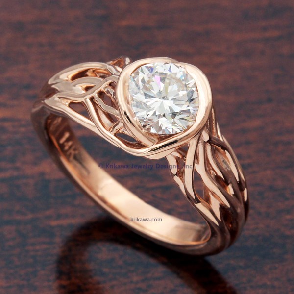 Embracing Tree Branch Bezel Engagement Ring