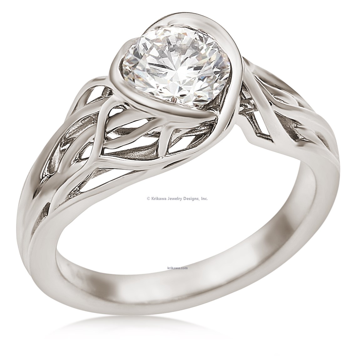 Embracing Tree Branch Bezel Engagement Ring