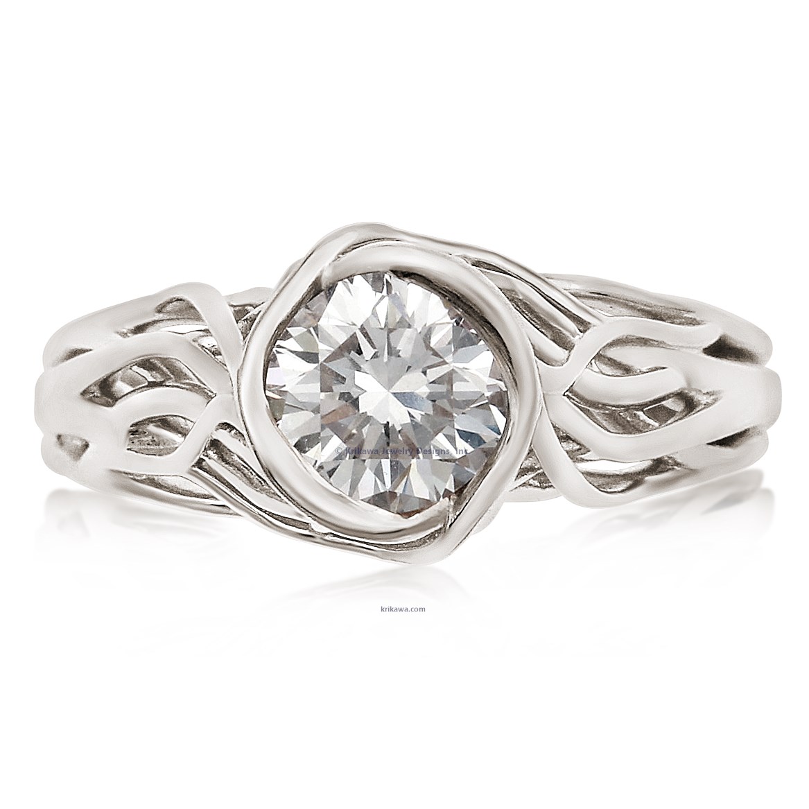 Embracing Tree Branch Bezel Engagement Ring