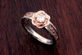Vintage Scrollwork Rose Engagement Ring With Diamond