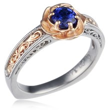 Vintage Scrollwork Rose Engagement Ring