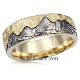 Mountain with Machinist Sky Wedding Band