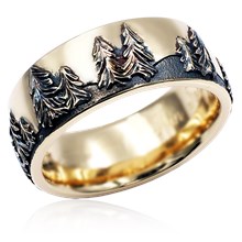 Carved Forest Tree Wedding Band
