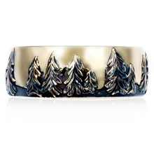 Carved Forest Tree Wedding Band - top view
