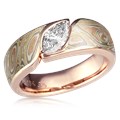 Mokume Wave Engagement Ring - Marquise 
