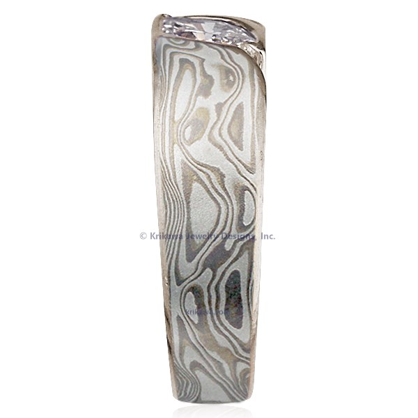 Mokume Wave Engagement Ring - Marquise 
