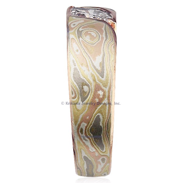 Mokume Wave Engagement Ring - Marquise 