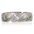 Mokume Wave Engagement Ring - Marquise 