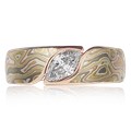 Mokume Wave Engagement Ring - Marquise 
