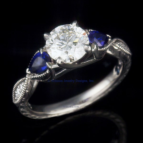 Vintage Three Stone Crossover Engagement Ring