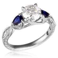 Vintage Three Stone Crossover Engagement Ring