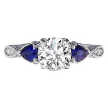 Vintage Three Stone Crossover Engagement Ring - top view