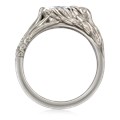 This hummingbird engagement ring is a miniature sculpture in every sense!  The band features a delicate hummingbird's wings cradling the solitaire center stone. Accent stones decorate the bird's head and tail for extra sparkle. 