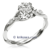 Petite Twisted Leaf Engagement Ring