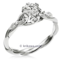 Twisted Leaf Engagement Ring 