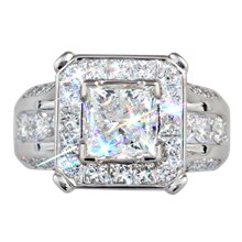 Juicy Style Princess Halo Engagement Ring - top view