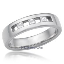 Channel Set Spaced Princess Wedding Band 