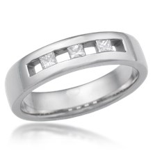 Channel Set Spaced Princess Wedding Band
