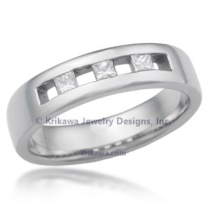 Channel Set Spaced Princess Wedding Band