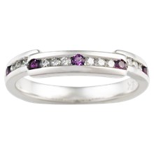 Double Offset Diamond Contoured Channel Wedding Band - top view
