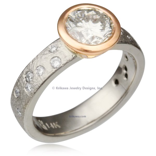 Rustic Bezel With Diamonds Engagement Ring