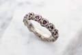 Ring O' Roses Wedding Band in 14k White Gold and Purple Diamonds