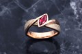 Mokume River Twist Engagement Ring with Ruby